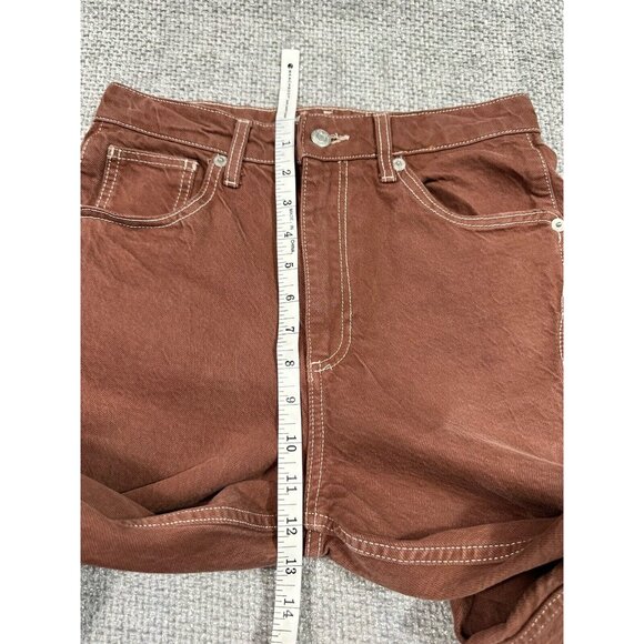 Zara Jeans Womens 4 28x33 Brown Wide Leg High Rise Raw Hem Boho - Picture 5 of 9